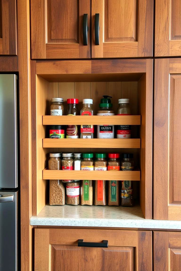 Built in Spice Racks - 24 Cabin Kitchen Ideas