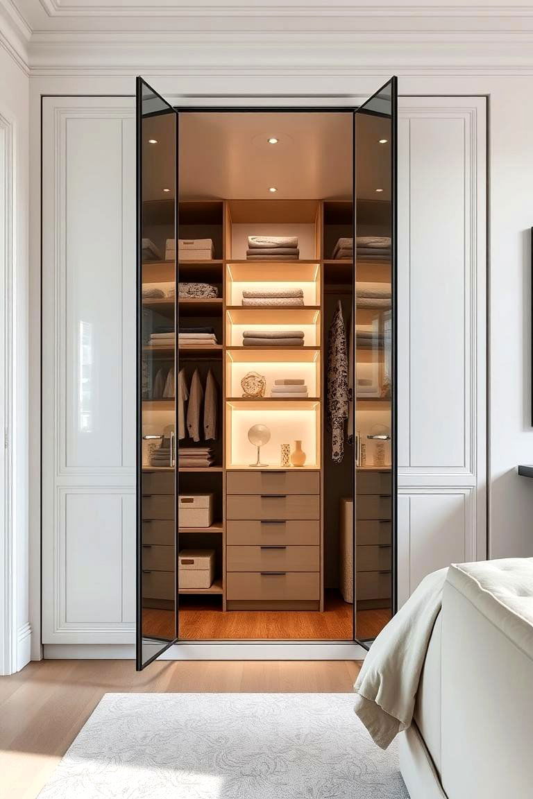 Built in Wardrobe with Glass Doors - 24 Built-in Wardrobes Ideas