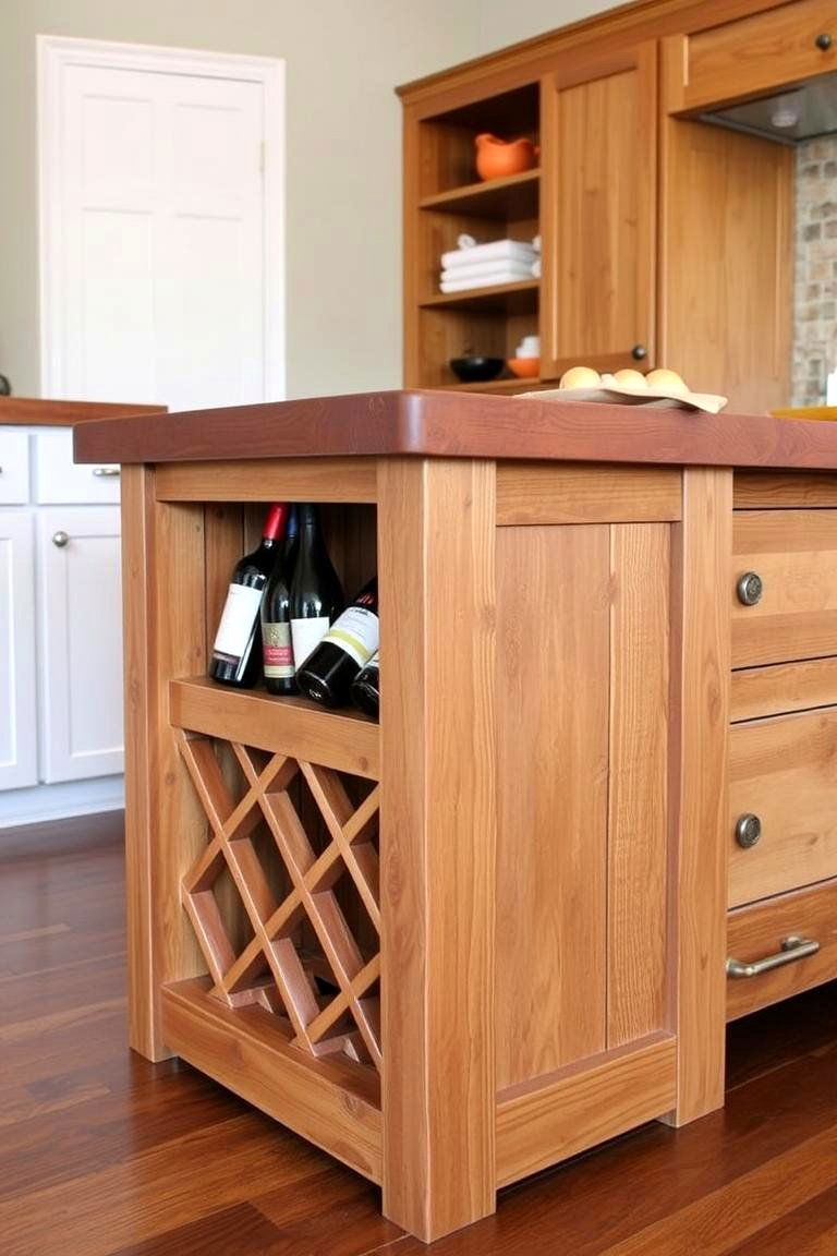 Built in Wine Rack - 24 Rustic Kitchen Island Ideas