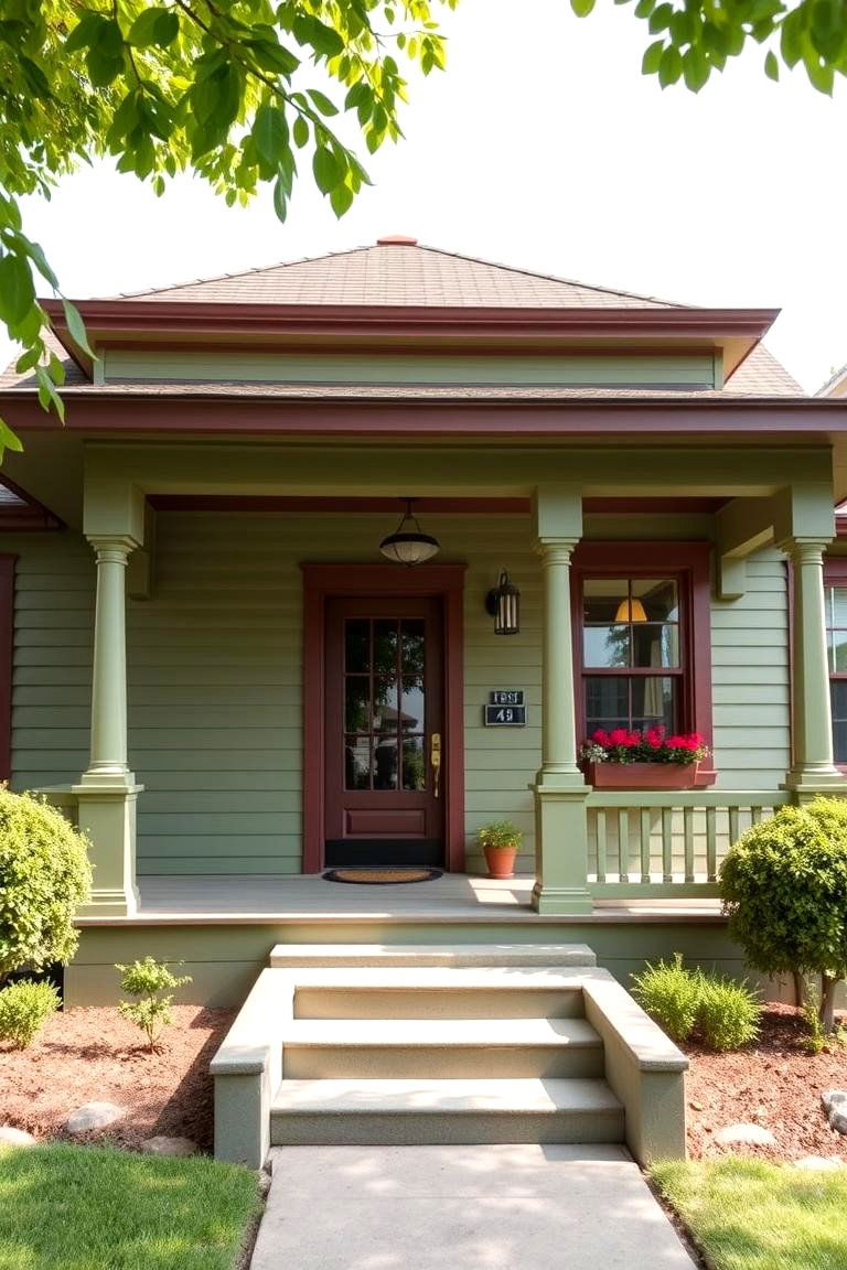 Bungalow Bliss - 24 Sage Green House With Brown Trim Ideas