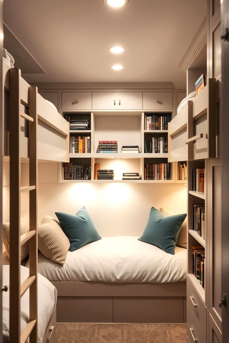 Bunk Room with Built in Reading Nook - 24 bunk room ideas