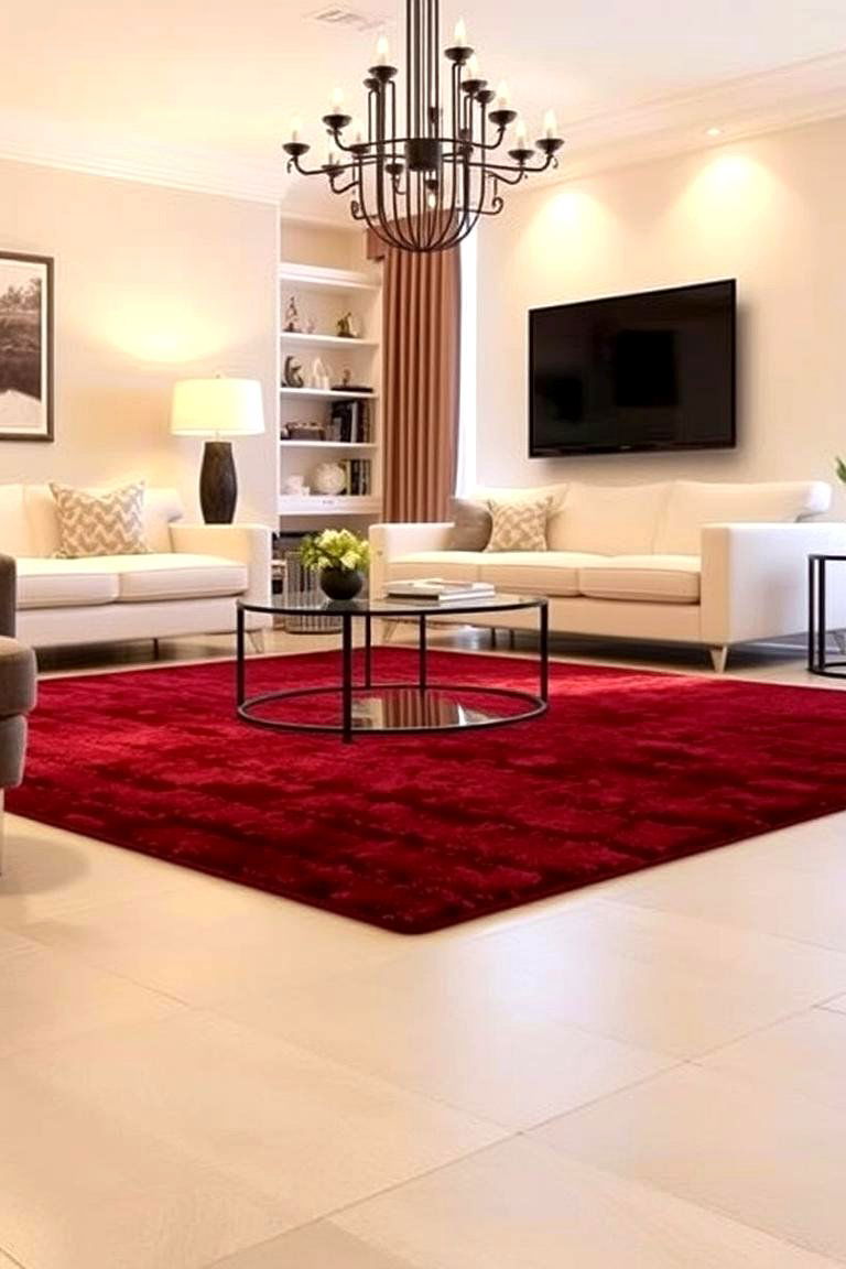 Burgundy Area Rug - 24 Burgundy Living Room Ideas