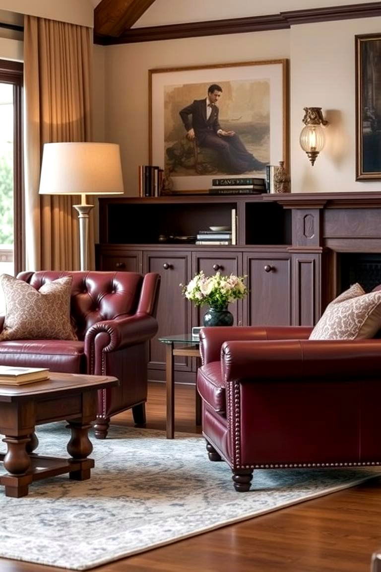 Burgundy Leather Armchairs - 24 Burgundy Living Room Ideas