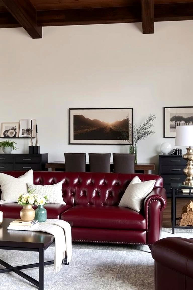 Burgundy Leather Sofa - 24 Burgundy Living Room Ideas