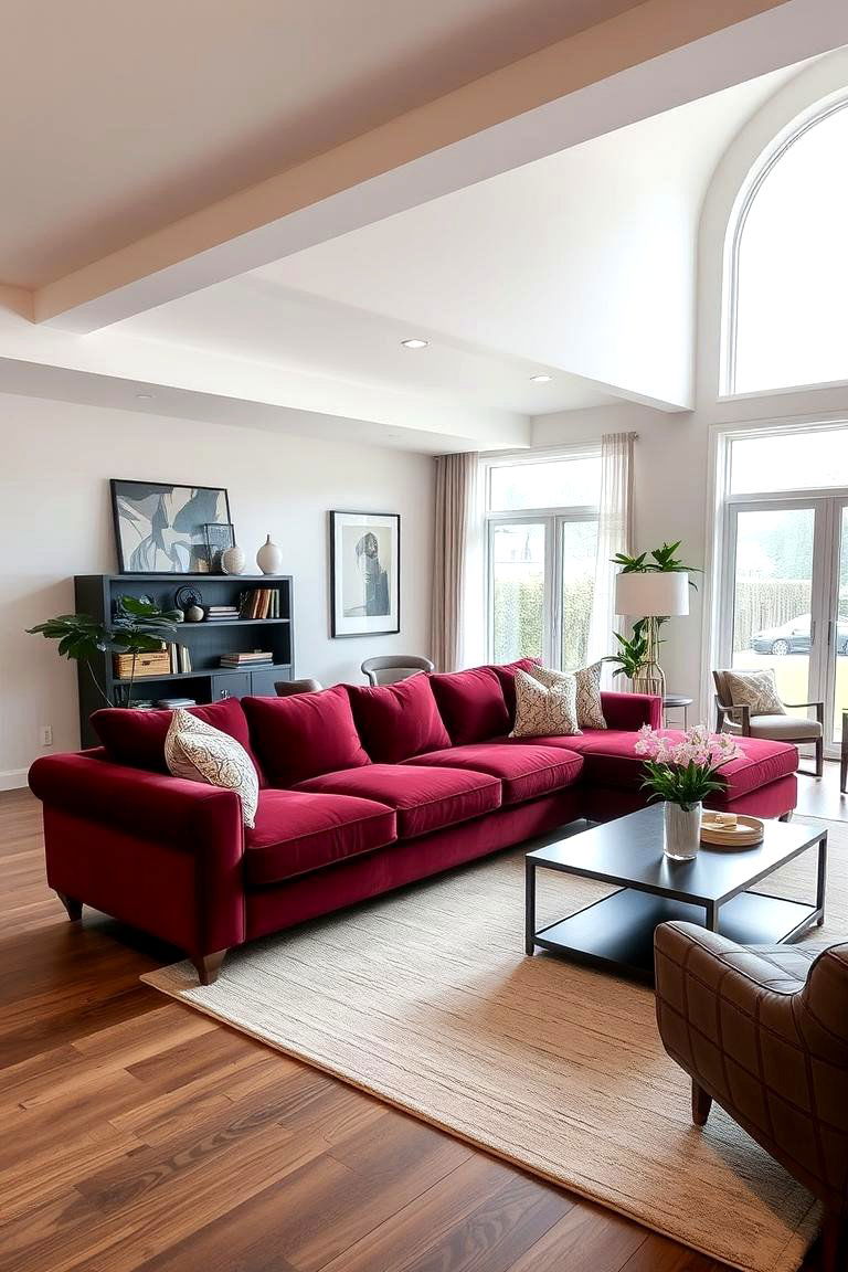 Burgundy Sectional Sofa - 24 Burgundy Living Room Ideas