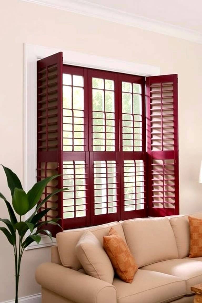 Burgundy Window Shutters - 24 Burgundy Living Room Ideas