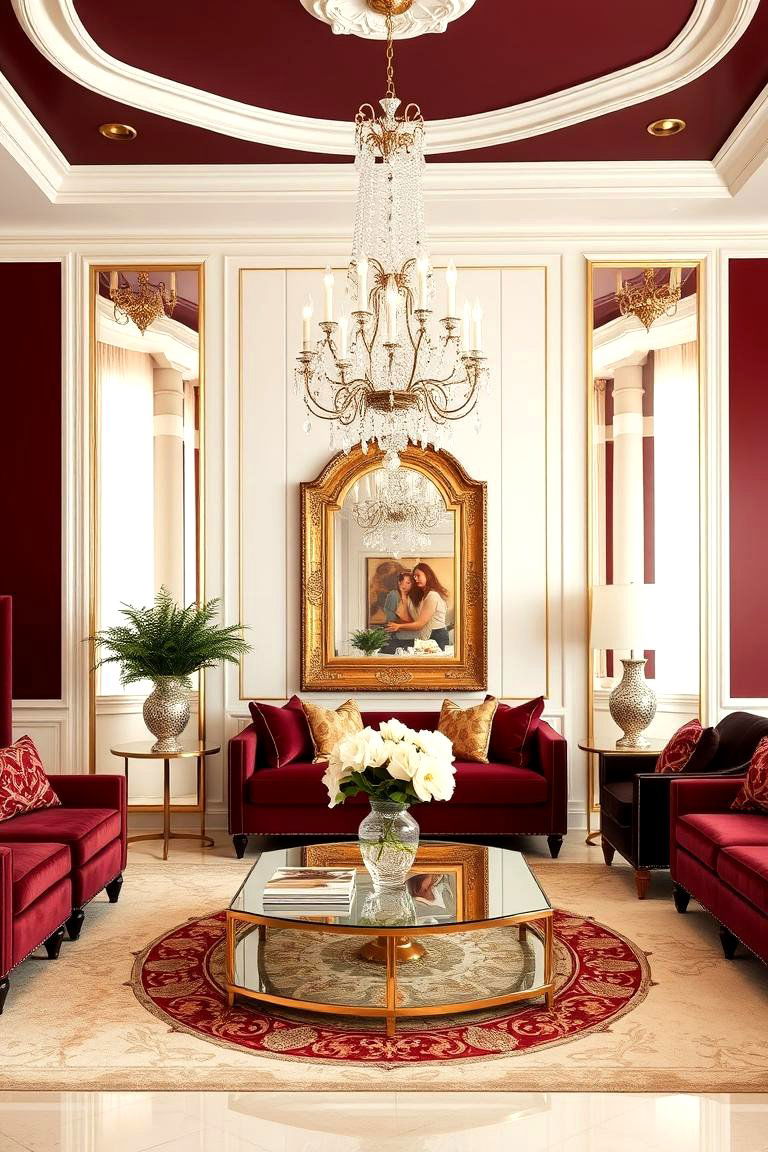 Burgundy and Gold Color Scheme - 24 Burgundy Living Room Ideas