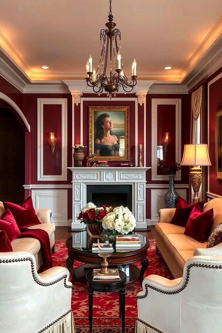 Burgundy and Ivory Richness - 24 Two Colour Combination for Living Room