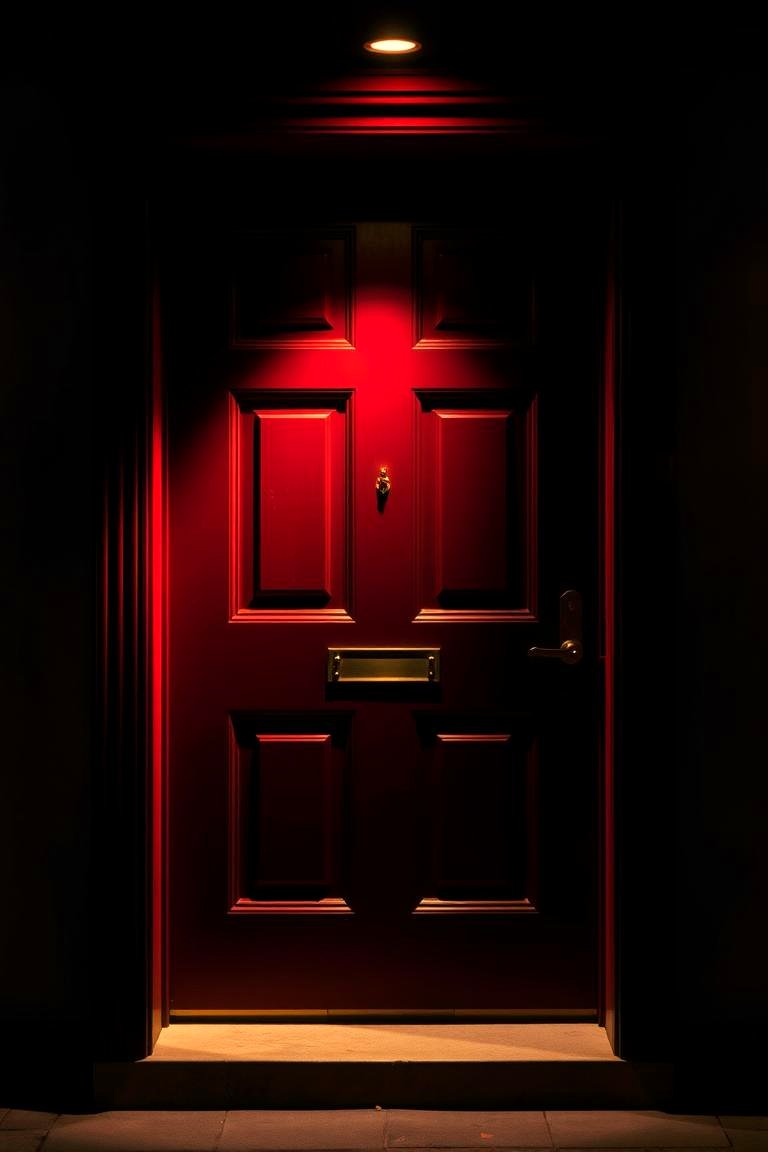 Burgundy with Soft Lighting Effects - 24 Burgundy Front Door Ideas