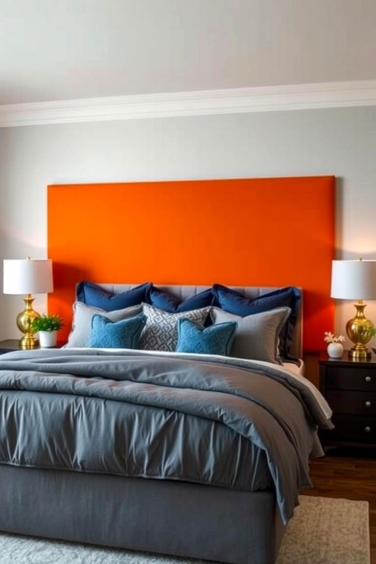 Burnt Orange Accent Wall in Bedroom - 24 Orange Room Ideas