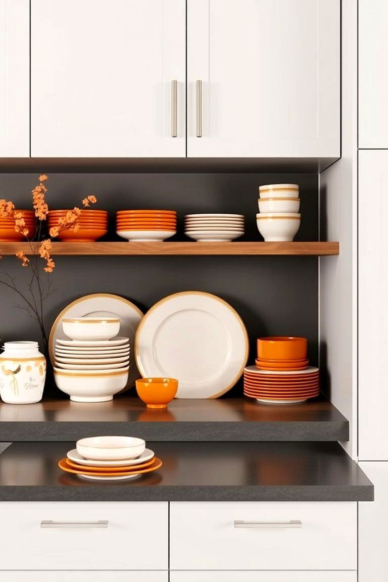 Burnt Orange Dinnerware Display - 24 Burnt Orange Kitchen Ideas