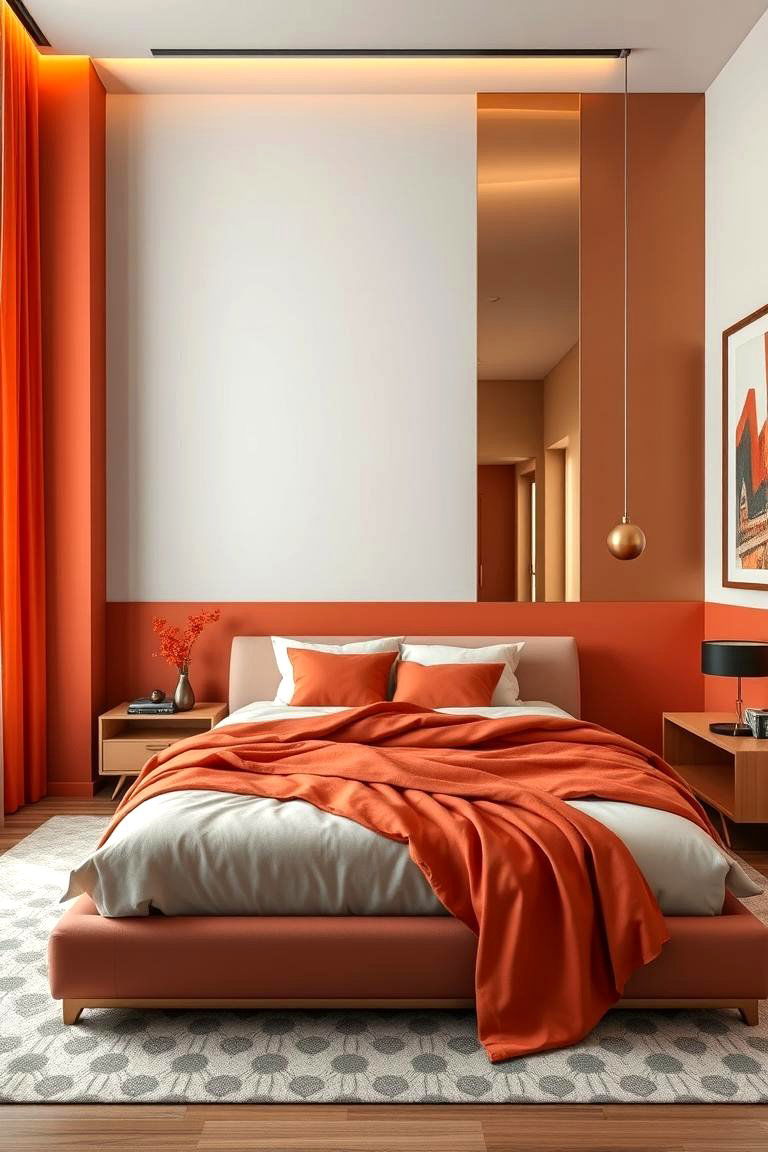 Burnt Orange with Metallic Accents - 24 Burnt Orange Bedroom Ideas