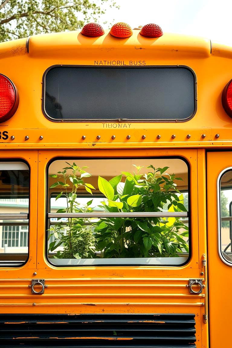 Bus Windows as Natural Ventilation for Greenhouse - 24 School Bus Greenhouse Ideas
