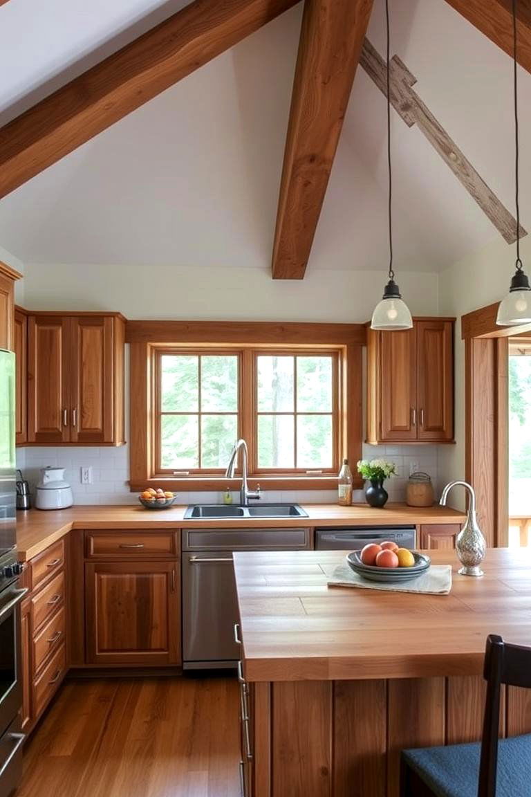 Butcher Block Countertop for a Classic Touch - 24 Mountain House Kitchen Ideas