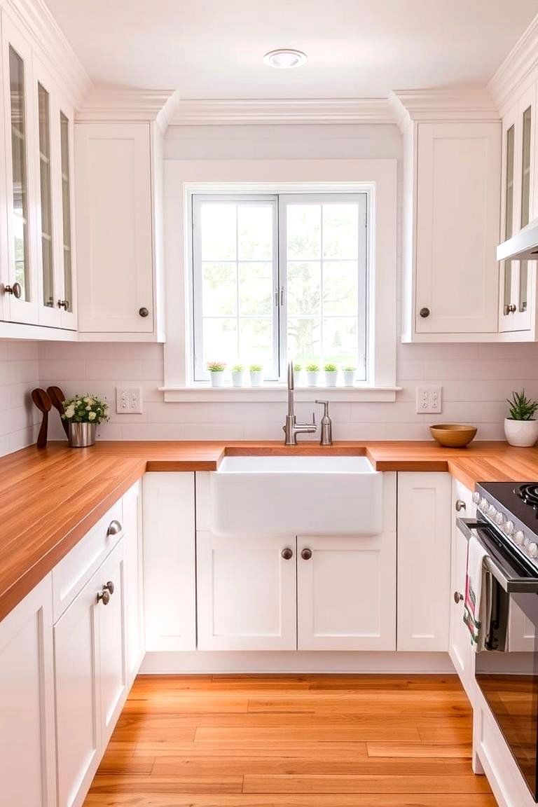 Butcher Block Countertops - 24 White Farmhouse Kitchen Ideas