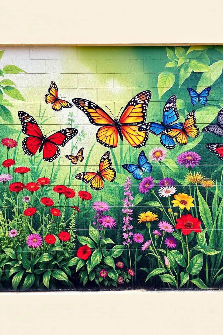 Butterfly Garden Mural - 24 Garden Mural Ideas