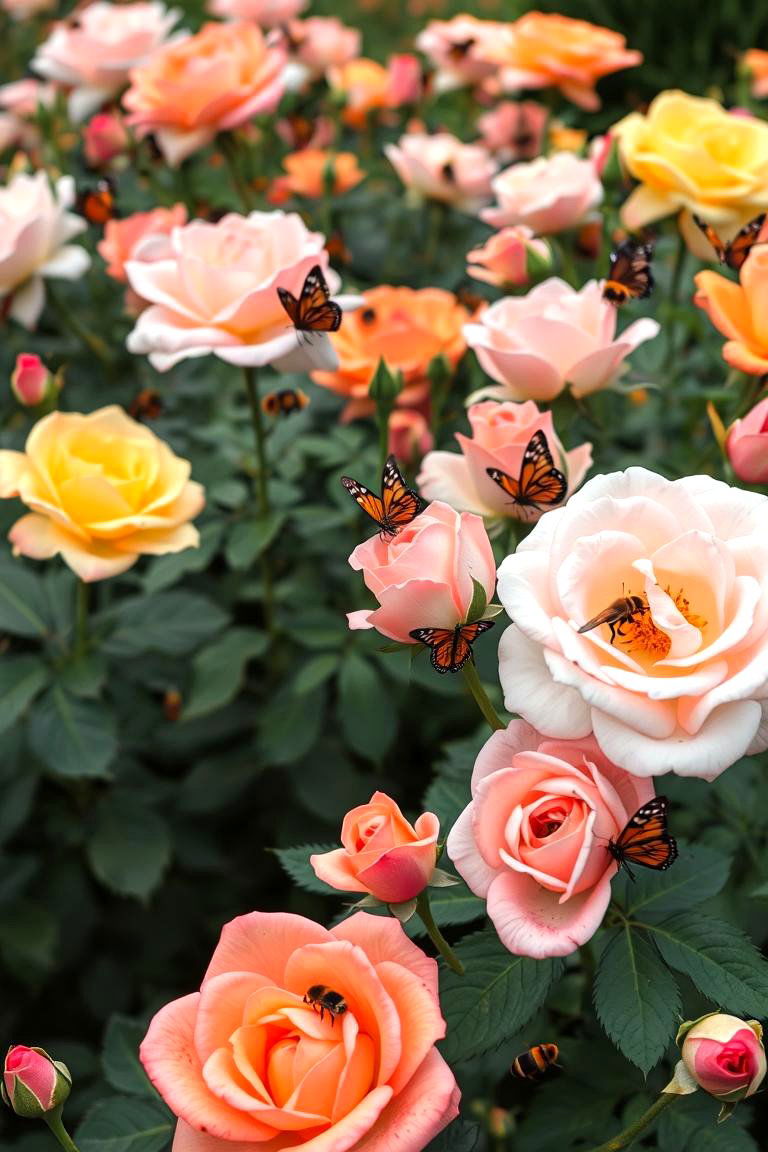 Butterfly and Bee Friendly Rose Garden - 24 Rose Garden Ideas