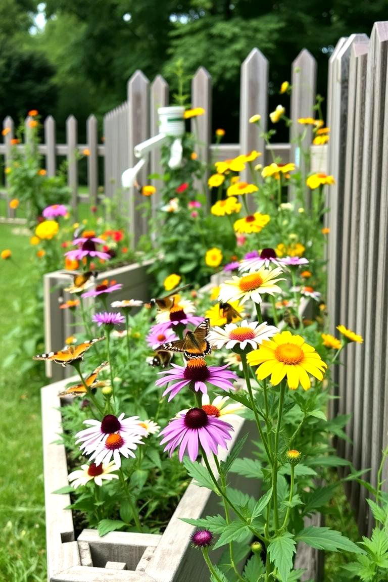 Butterfly and Bee Haven - 24 Raised Garden Bed Along Fence Ideas