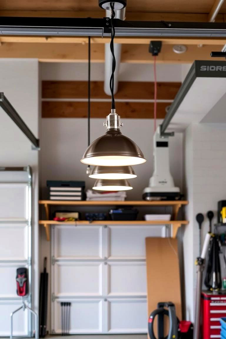 By Installing Task Specific Pendant Lights - 24 Garage Lighting Ideas