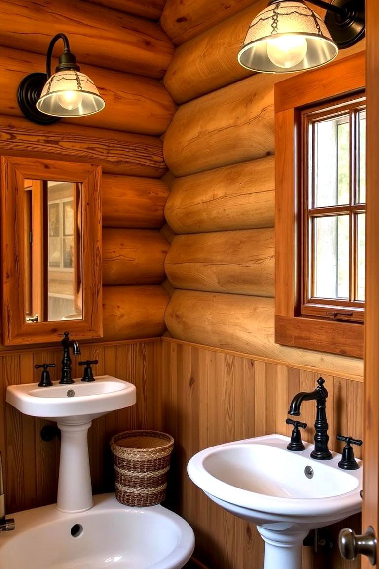 Cabin Chic with Antique Fixtures - 24 Log Cabin Bathroom Ideas