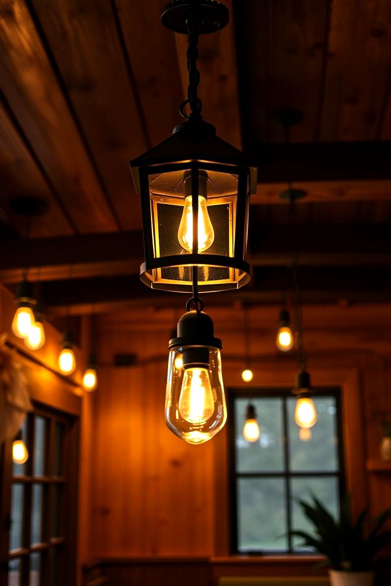 Cabin Inspired Lighting - 24 Hunting Man Cave Ideas