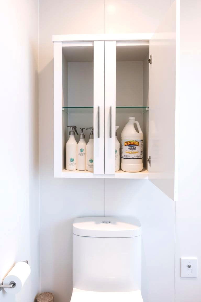 Cabinet with Doors - 24 Over Toilet Storage Ideas