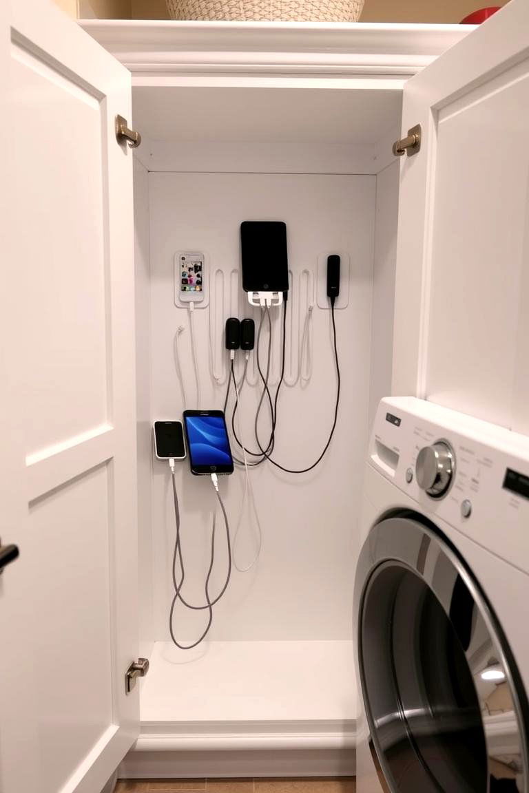 Cabinets with Charging Stations for Electronics - 24 Laundry Room Cabinet Ideas