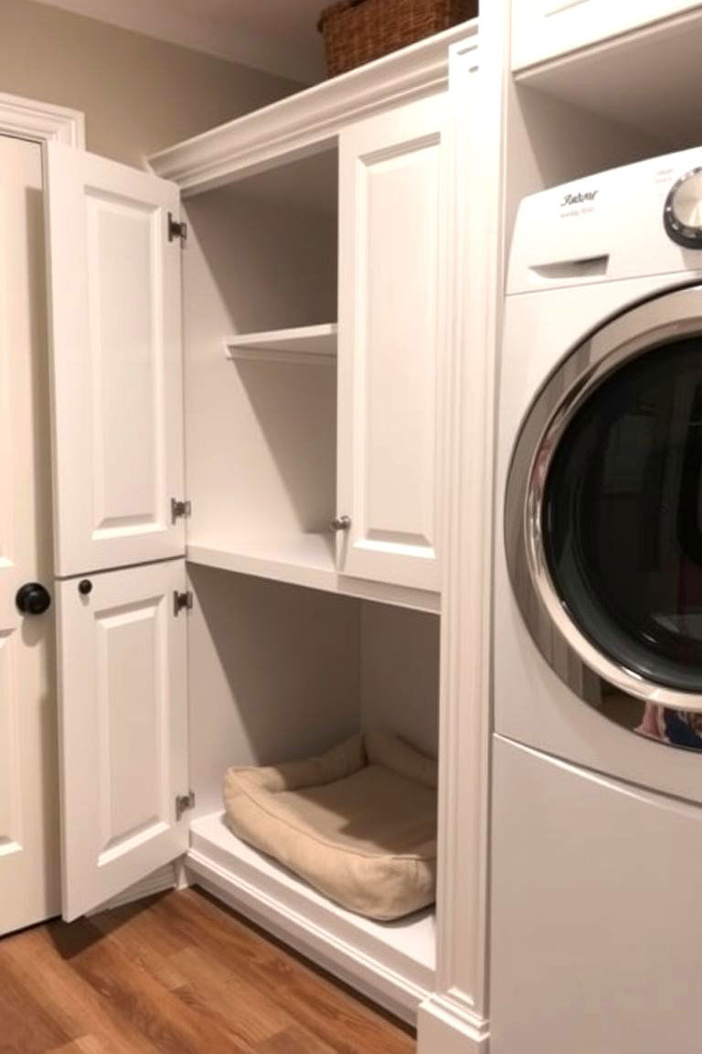 Cabinets with a Built In Pet Bed or Feeding Station - 24 Laundry Room Cabinet Ideas