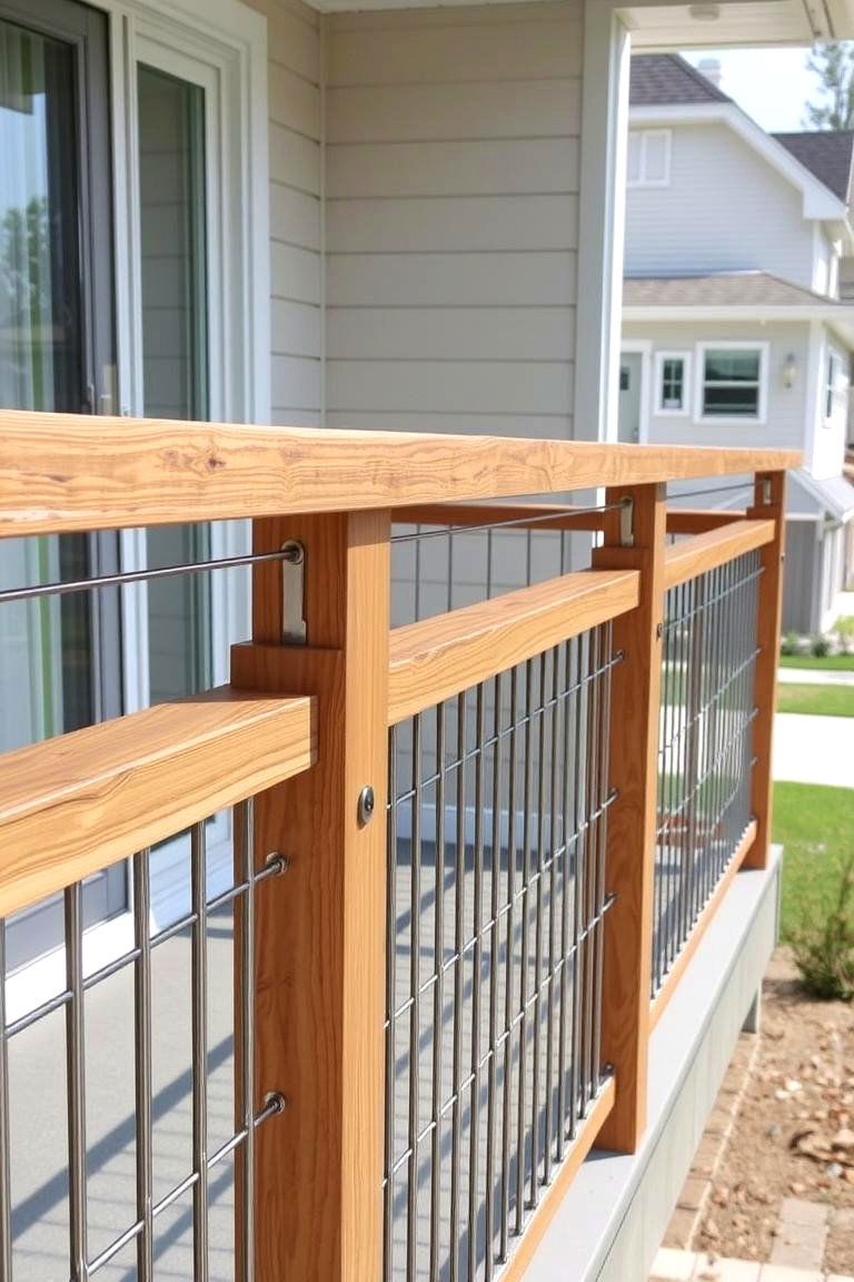 Cable and Wood Hybrid Railings - 24 Balcony Railing Design Ideas