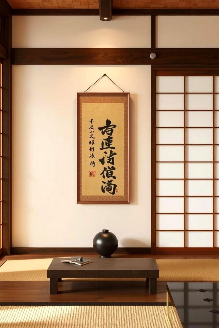 Calligraphy and Artful Display - 24 Japanese Style Living Room Ideas