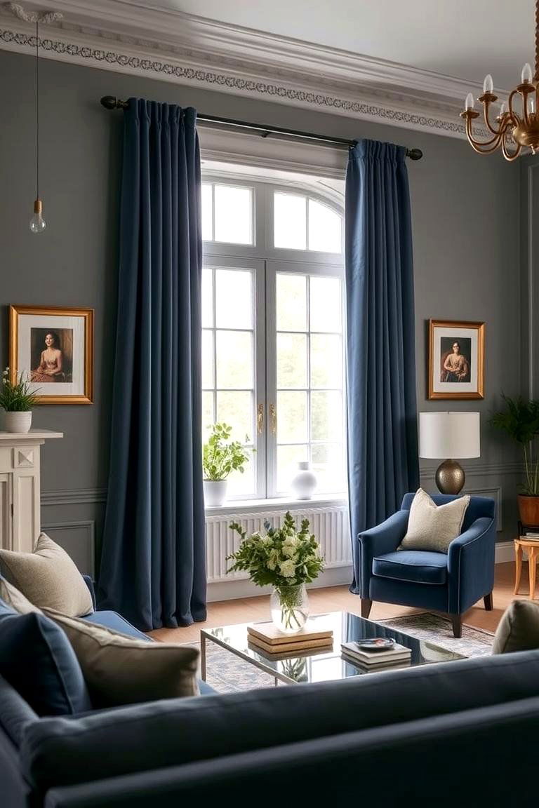 Calming Navy Blue Curtains - 24 What Color Curtains Go With Gray Walls