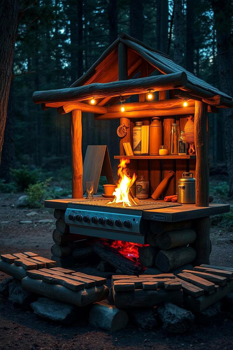 Campfire Style Grill Station for Nature Escapes - 24 Grill Station Ideas