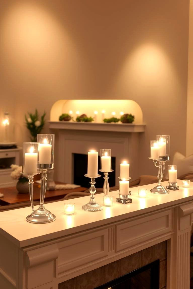 Candle Holders with Spotlights - 24 Fireplace Mantel Lighting Ideas