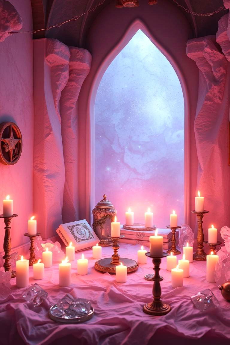 Candlelit Ambience with Crystals - 24 pastel goth bedroom ideas