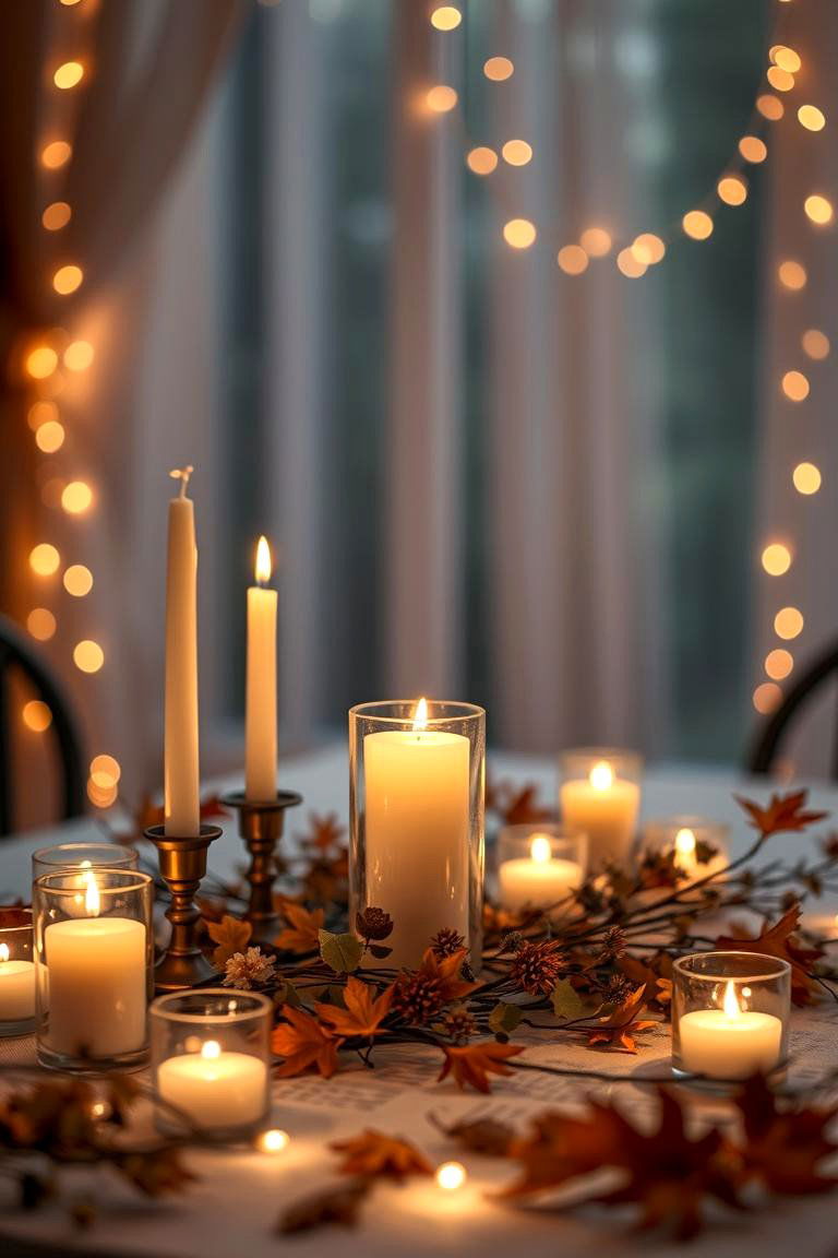 Candlelit Ambience with Fairy Lights - 24 Friendsgiving Decor Ideas