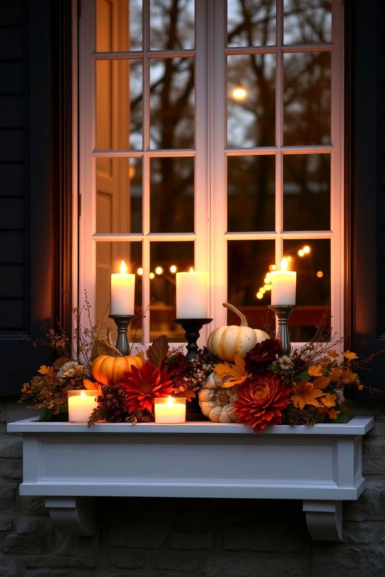 Candlelit Autumn Glow - 24 Fall Window Box Ideas