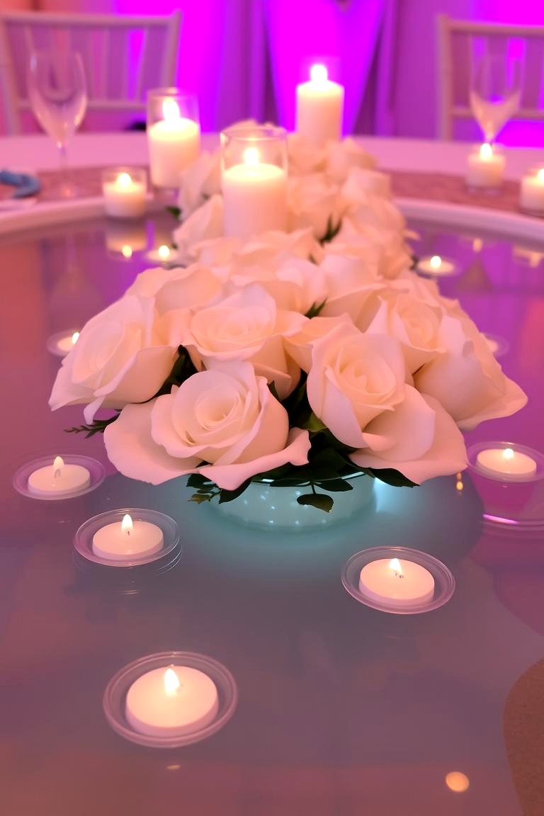 Candlelit Floating Flowers - 24 Floating Wedding Centerpiece Ideas