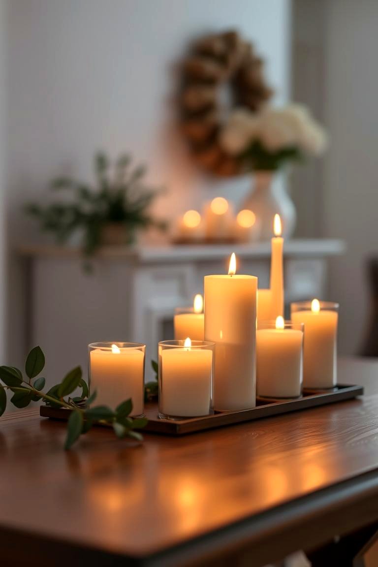 Candles for a Cozy Ambiance - 24 entryway table decor ideas