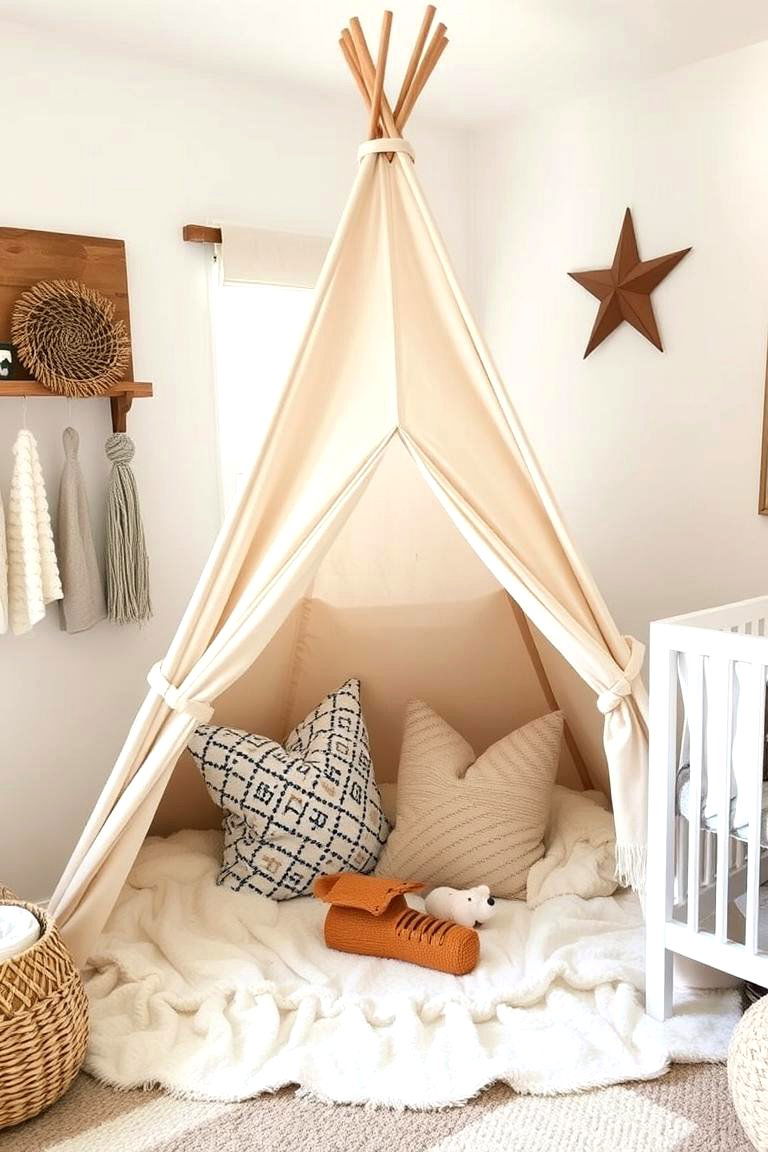 Canvas Teepee - 24 Rustic Nursery Ideas