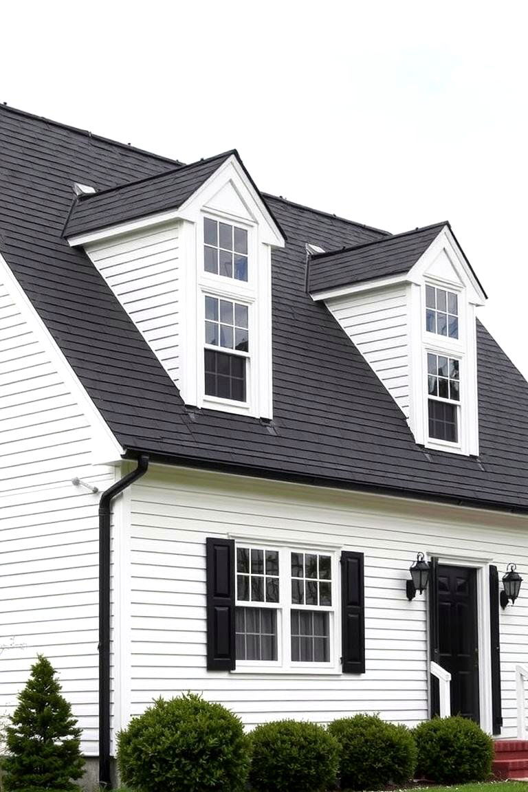 Cape Cod with Dormer Windows - 24 White Exterior Home with a Black Roof Ideas