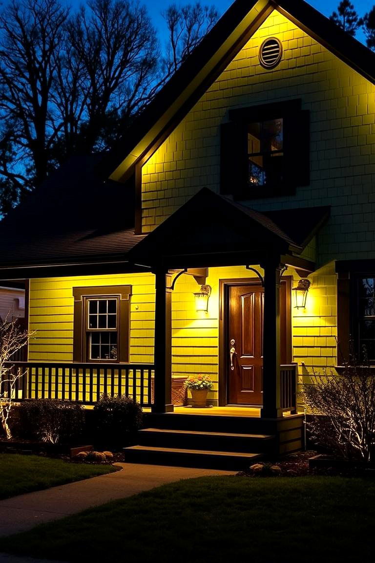 Captivating Nighttime Glow - 24 Green House Exterior With Black Trim