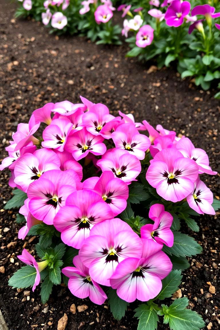 Captivating Pink Pansy Display - 24 Pink Garden Ideas