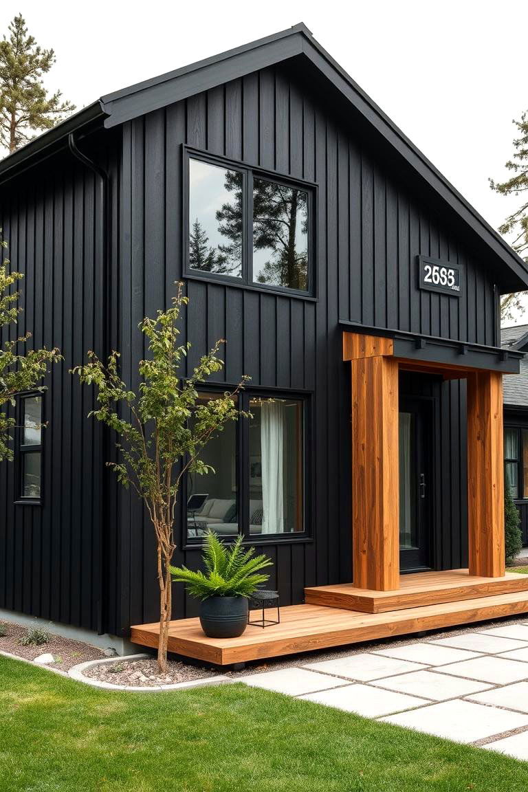 Captivating Textural Play - 24 Black House With Cedar Accents
