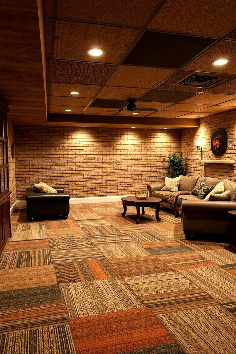 Carpet Tiles for Comfort - 24 Basement Floor Ideas