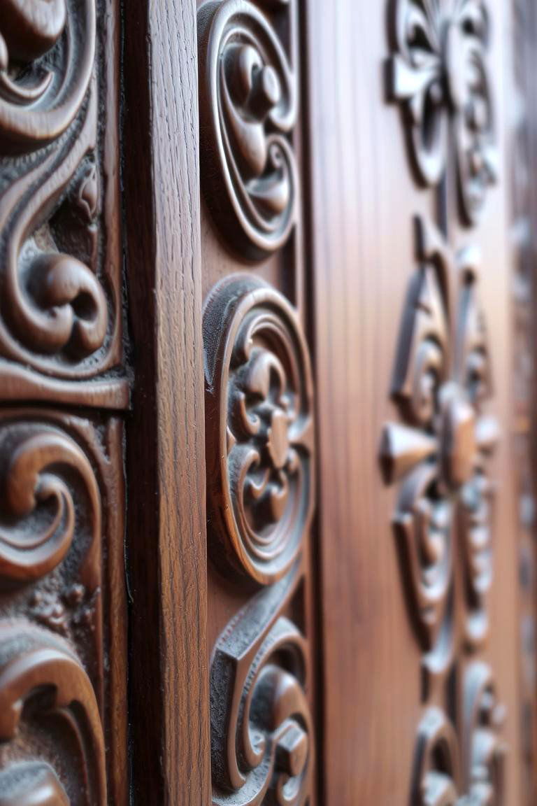Carved Wood Elegance - 24 Rustic Front Door Ideas