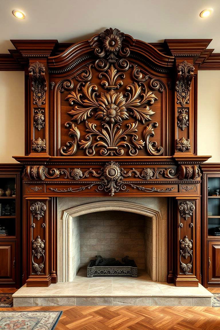 Carved Wood Mantel - 24 Wood Mantel Ideas