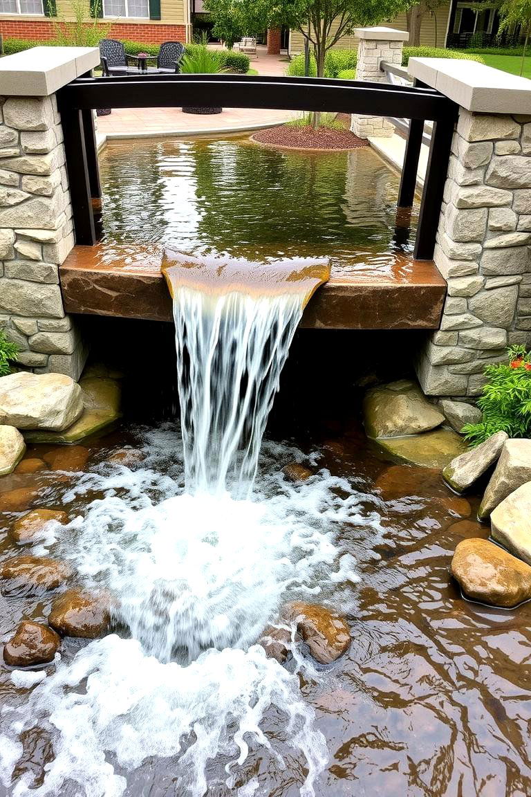 Cascading Waterfall Bridge - 24 Garden Bridge Ideas