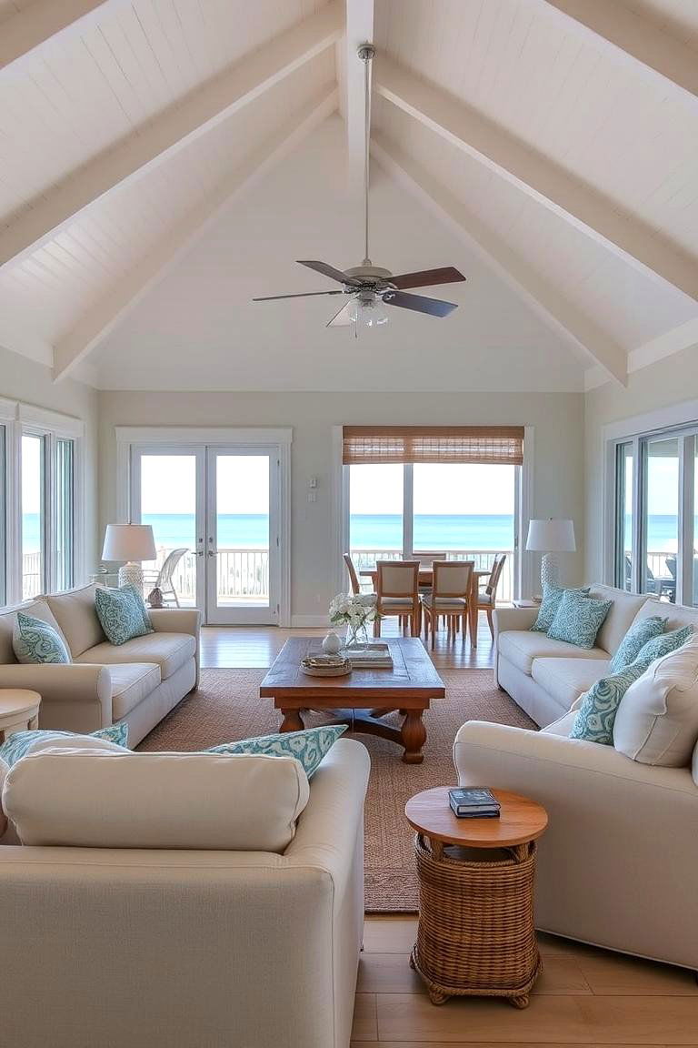 Casual Comfortable Layout - 24 Beach House Living Room Ideas