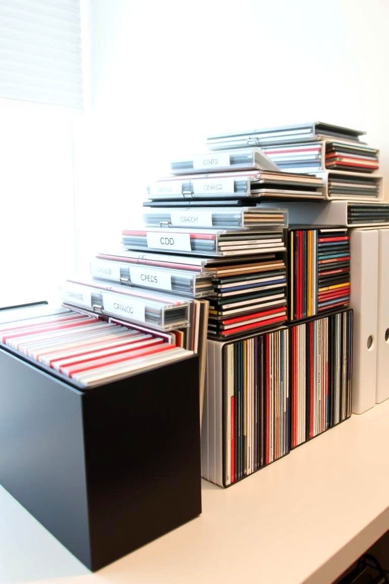 Cataloged CD Storage with Labeling - 24 Cd Storage Ideas