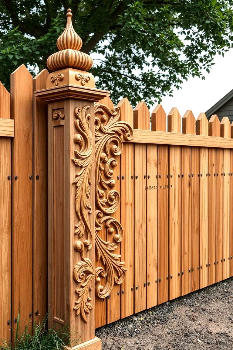 Cedar Custom Engraved Fence - 24 Cedar Fence Ideas